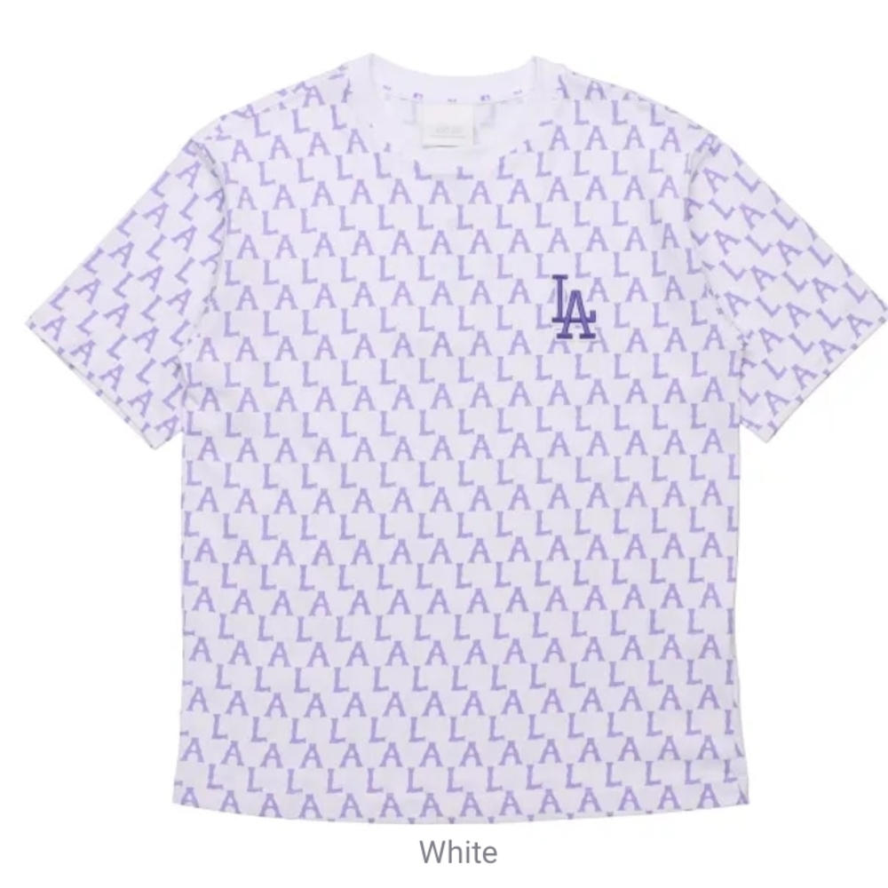 MLB White and Purple LA Dodgers Short Sleeve Tee
